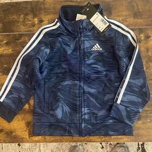 Adidas Blue and White Track Jacket with Iconic Stripes